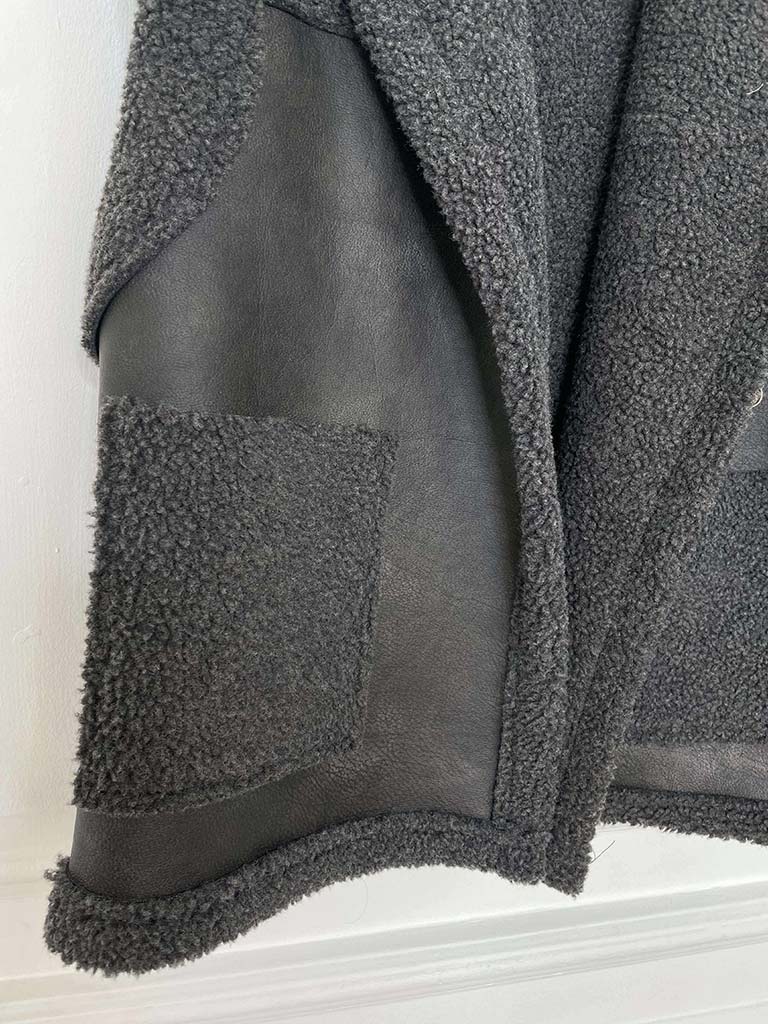 Faux Shearling Gilet - Gun Metal