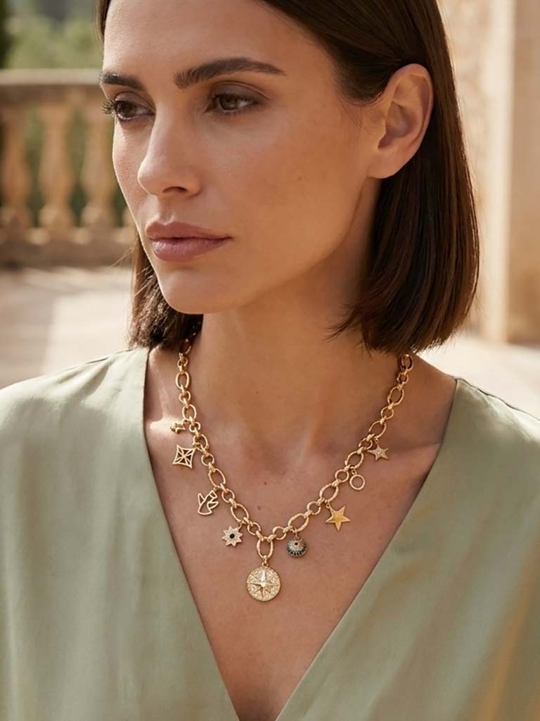 Envy Celestial Shimmer Charm Necklace - Gold