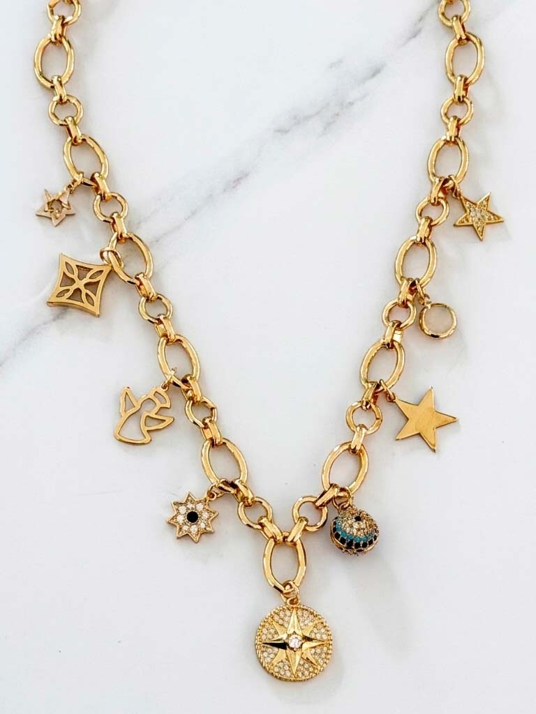 Envy Celestial Shimmer Charm Necklace - Gold