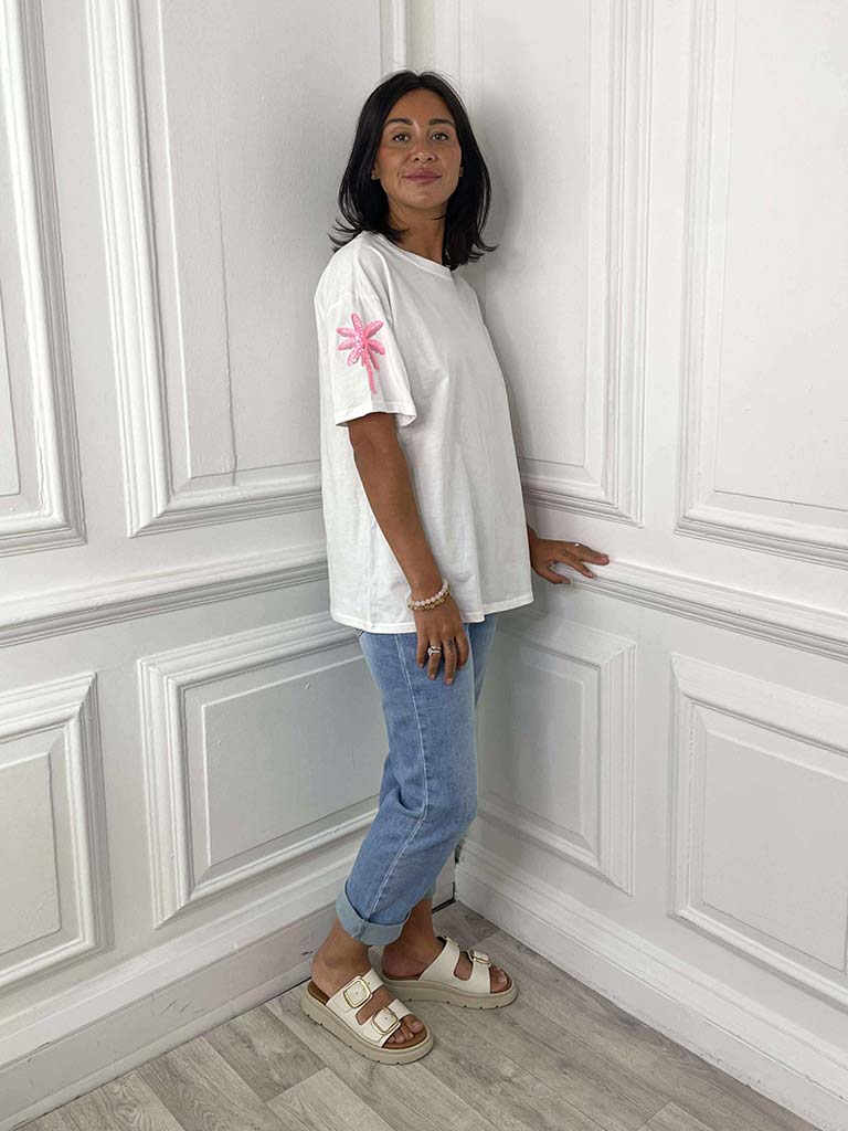 Sequin Palm Sleeve Tee