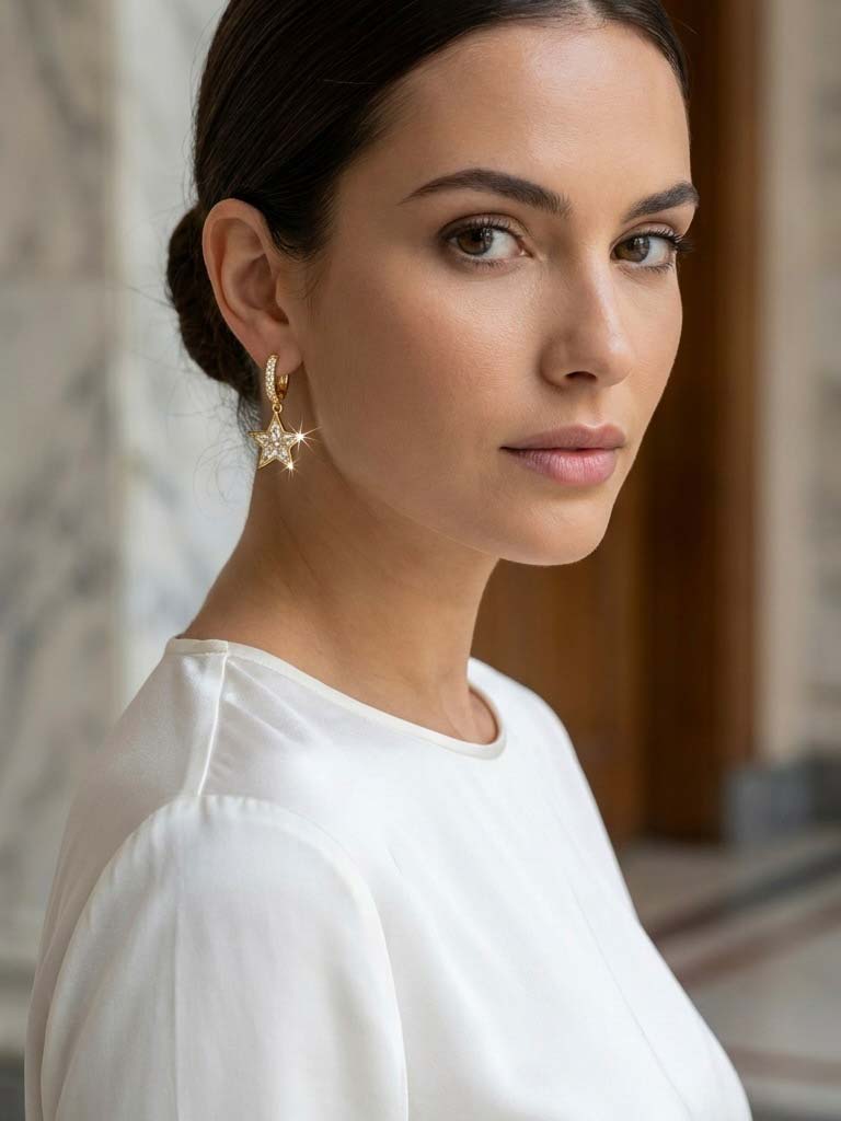 Envy Star Shimmer Hoop Earrings - Gold