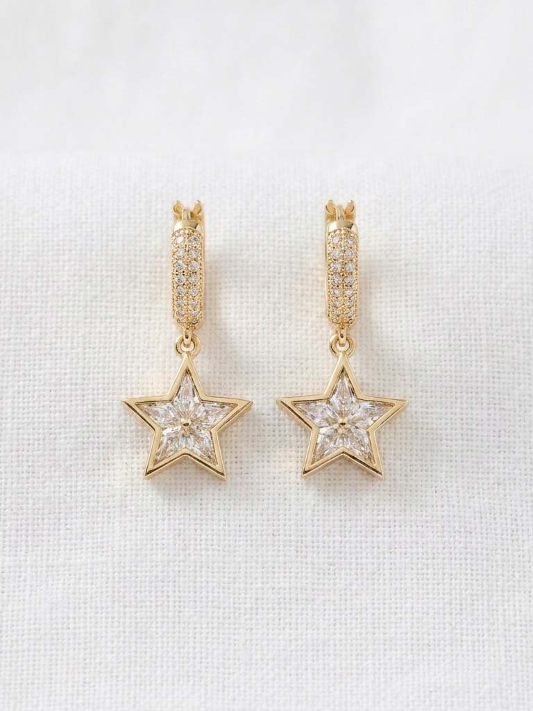 Envy Star Shimmer Hoop Earrings - Gold
