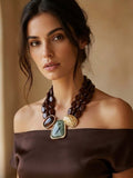 Envy Chunky Bead Necklace - Chocolate