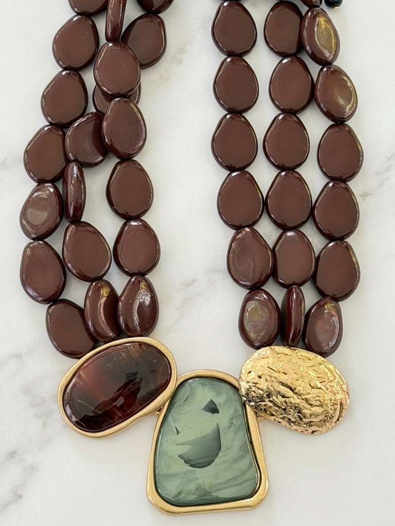 Envy Chunky Bead Necklace - Chocolate
