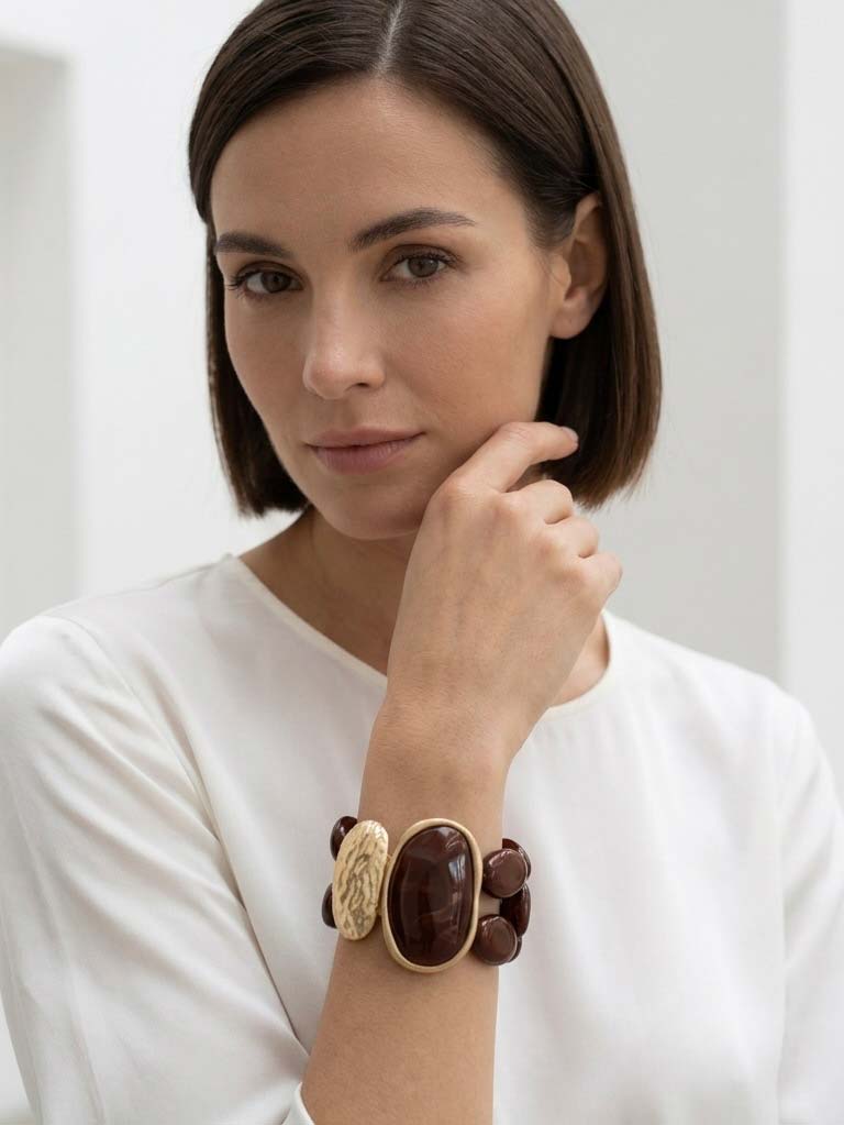 Envy Chunky Bead Bracelet - Chocolate