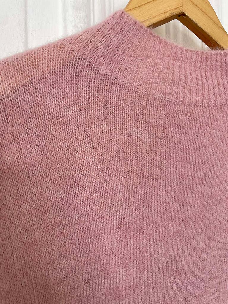 High Neck Short Sleeve Knit - Rose