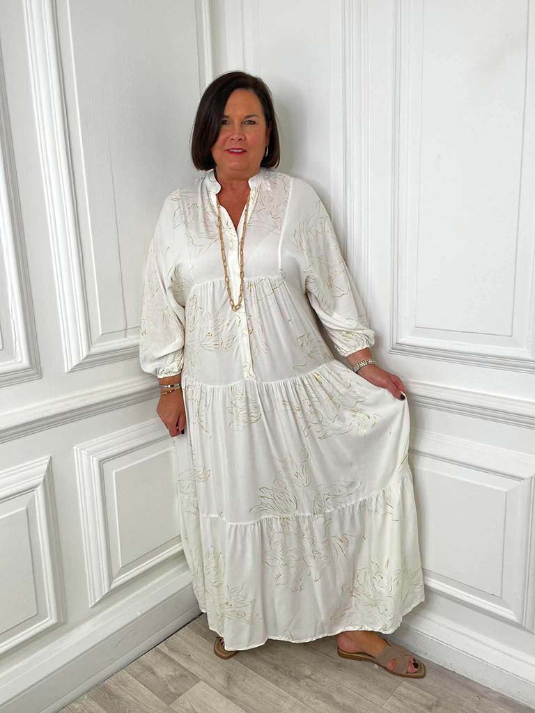 Fine Line Floral Maxi Dress
