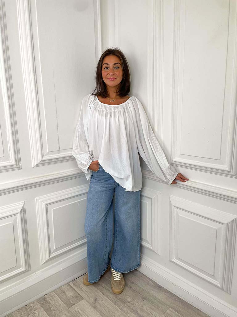 Bardot Cotton Top - White