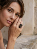 Envy Teardrop Gem Ring - Black
