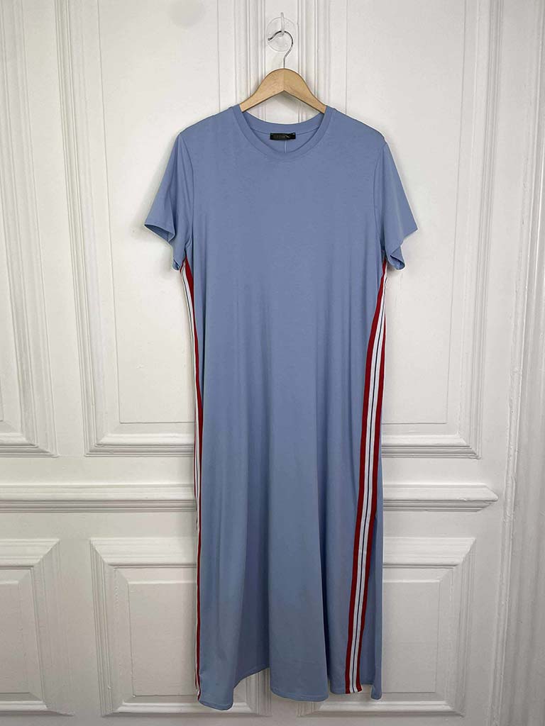 Sports Luxe T-Shirt Dress - Powder Blue