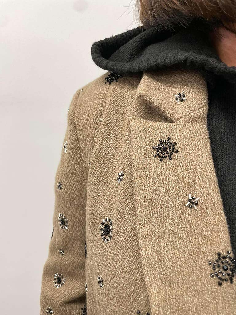 Malissa J Beaded Blazer - Latte