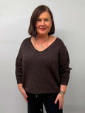 Malissa J V-Neck Classic Knit - Chocolate