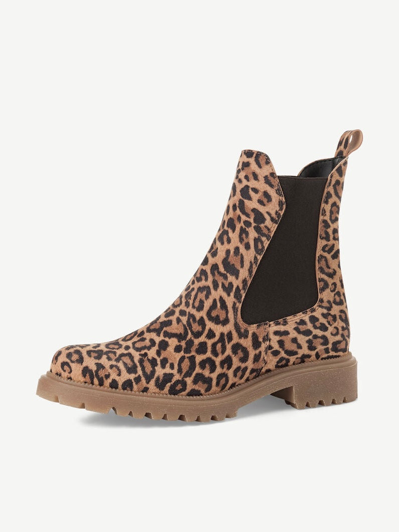 Tamaris Leather Chelsea Boots - Leopard
