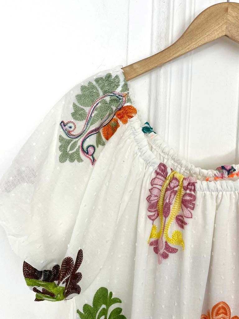 Malissa J Dobby Embroidered Bardot Dress