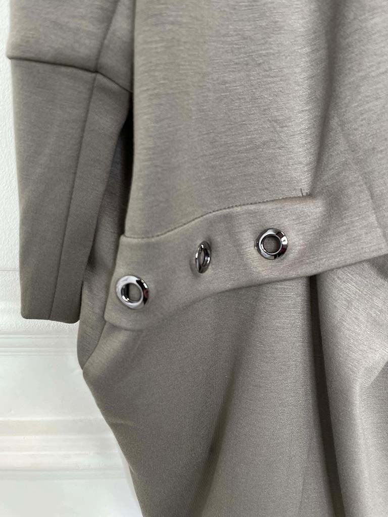 Malissa J Jersey Eyelet Hooded Jacket - Mushroom