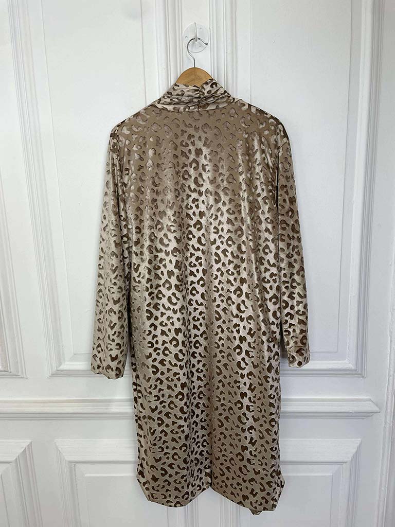 Velvet Long Leopard Jacket - Caramel