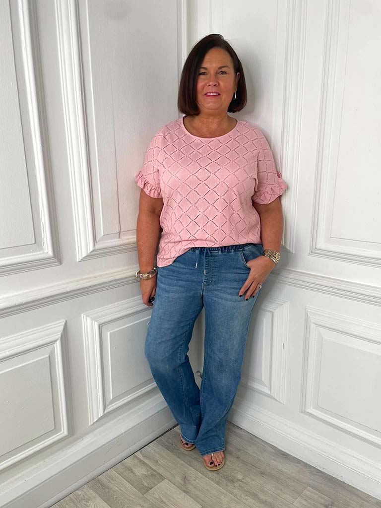 Diamond Eyelet Top - Blush
