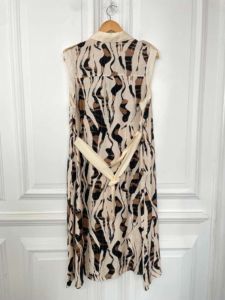 Animal Print Sleeveless Shirt Dress