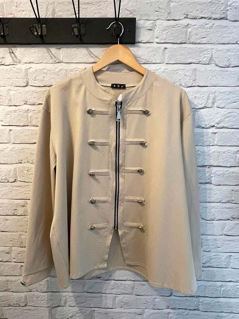 Military Cotton Blend Jacket - Oat