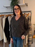 Malissa J Sequin Bow Knit - Chocolate