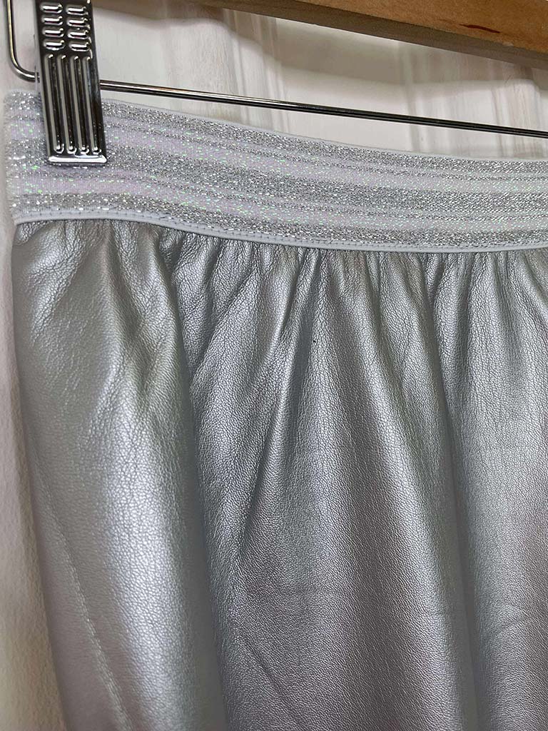 Malissa J Faux Leather A-Line Skirt - Silver