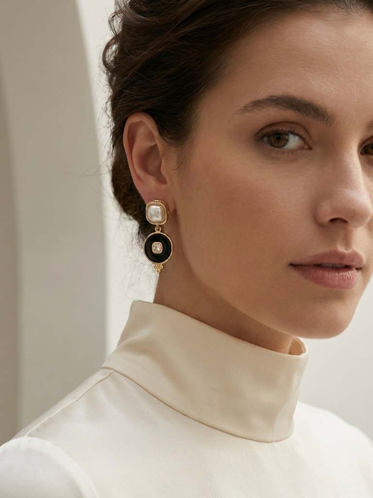 Envy Pearl Disc Drop Earrings