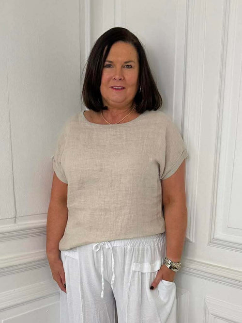 Cotton & Linen Mix Top - Stone