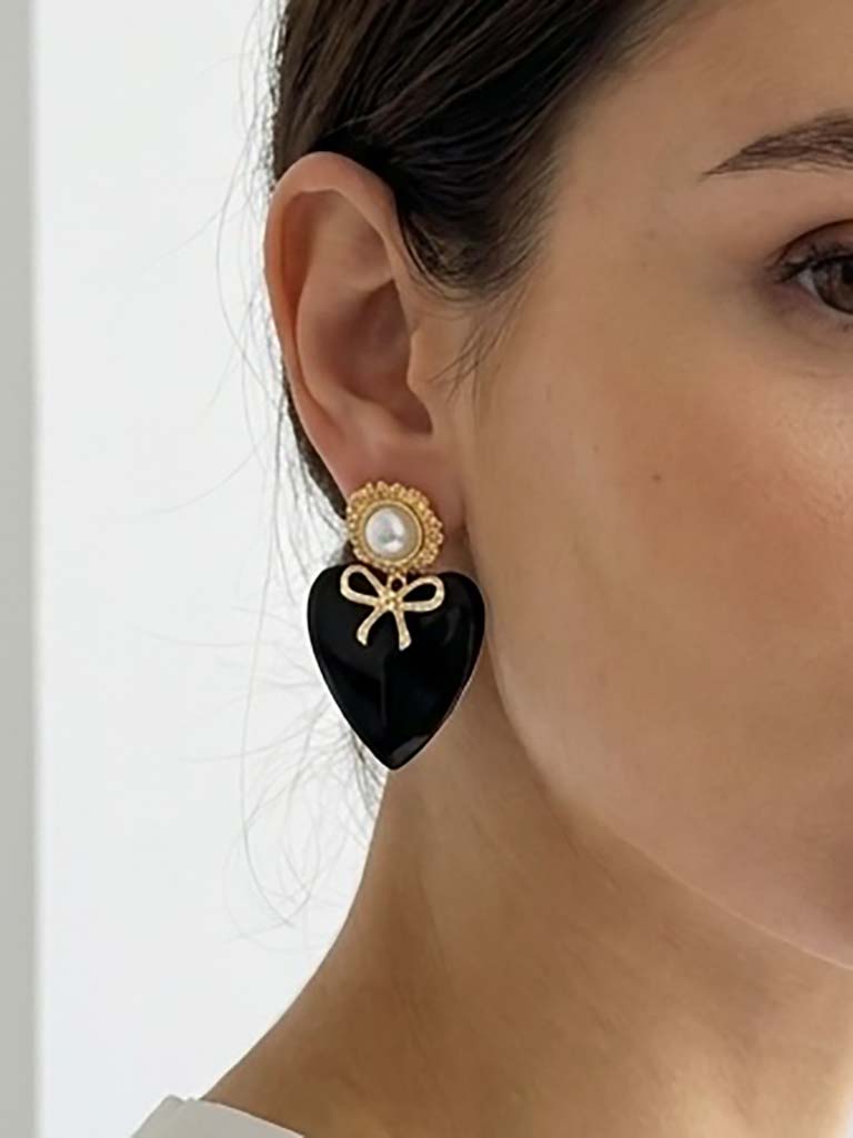 Envy Bow Heart Earrings