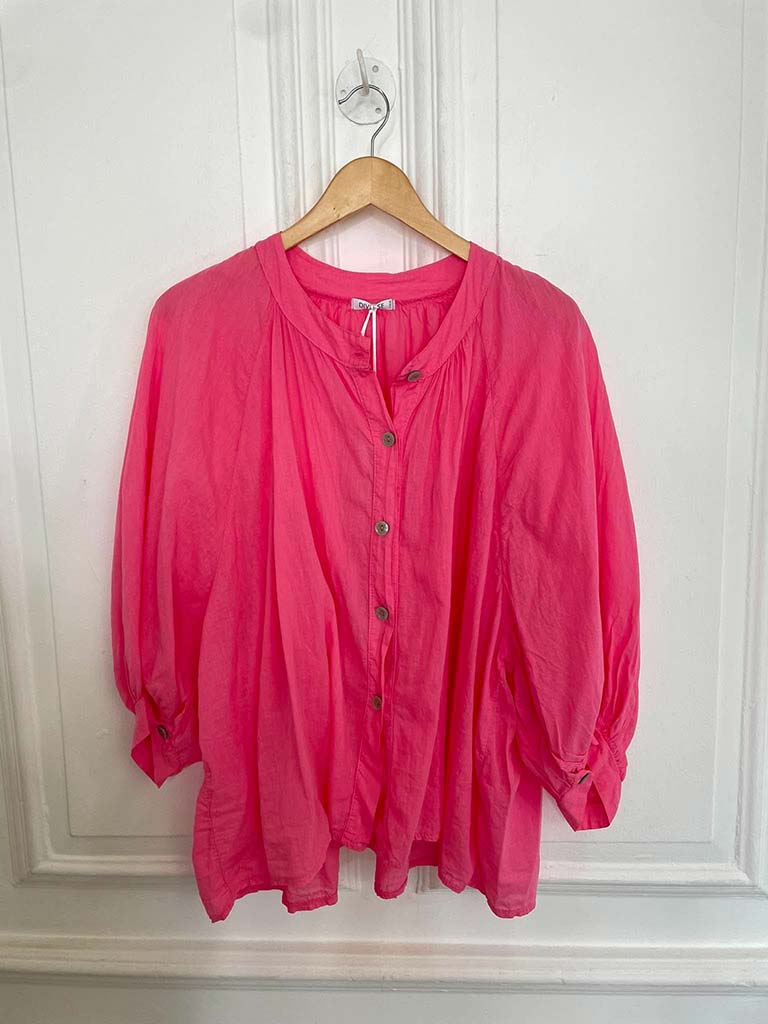 Grandad Collar Cotton Shirt - Sugar