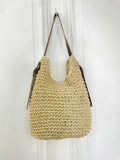 Brown woven slouchy tote bag with relaxed styling, ideal for womens fashion and everyday wear. - Slouchy Woven Tote Bag