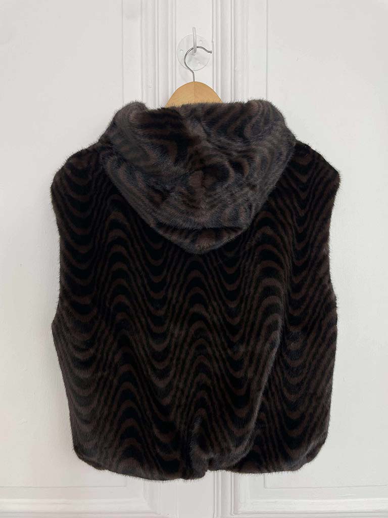 Malissa J Faux Fur Hooded Gilet - Swirl