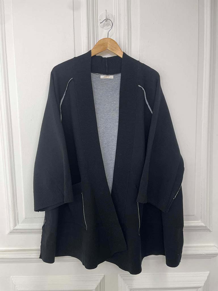 Exposed Seam Cardigan - Black