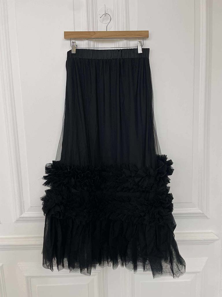 Malissa J Ruffle Mesh Skirt - Black