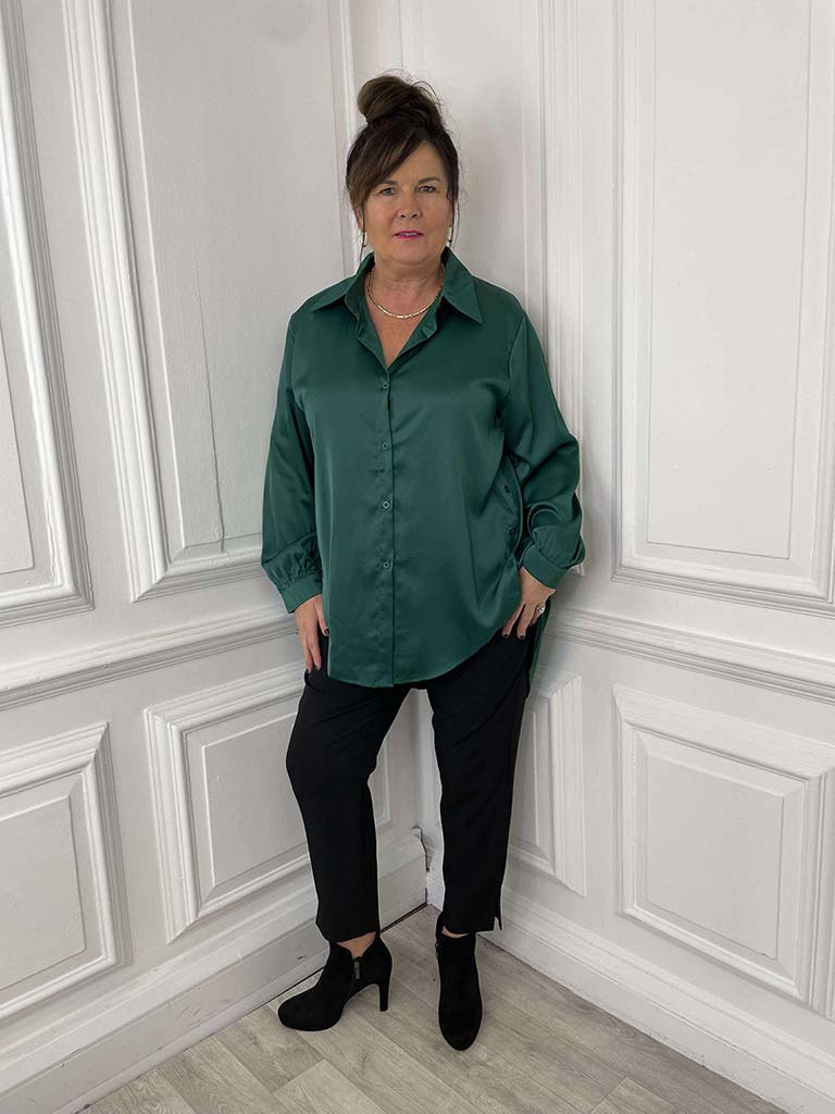 Luxe Silk Feel Shirt - Emerald