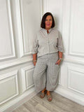 Cottage Check Cocoon Trousers - Latte