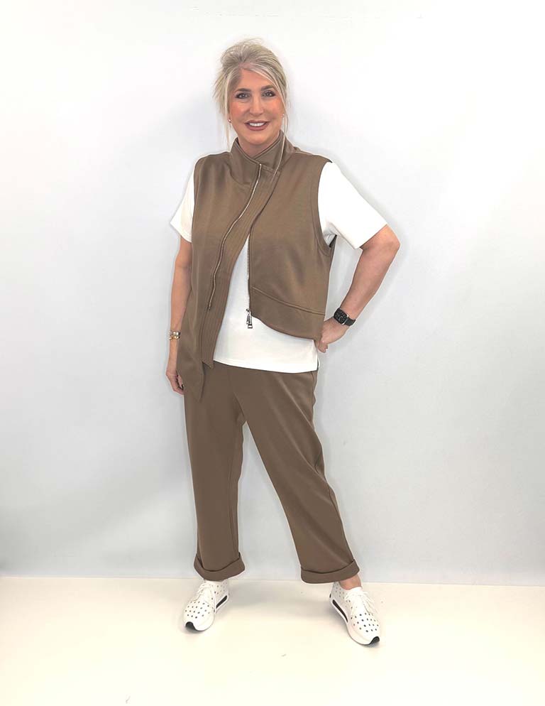 Malissa J Jersey Cuffed Cigarette Trousers - Coffee