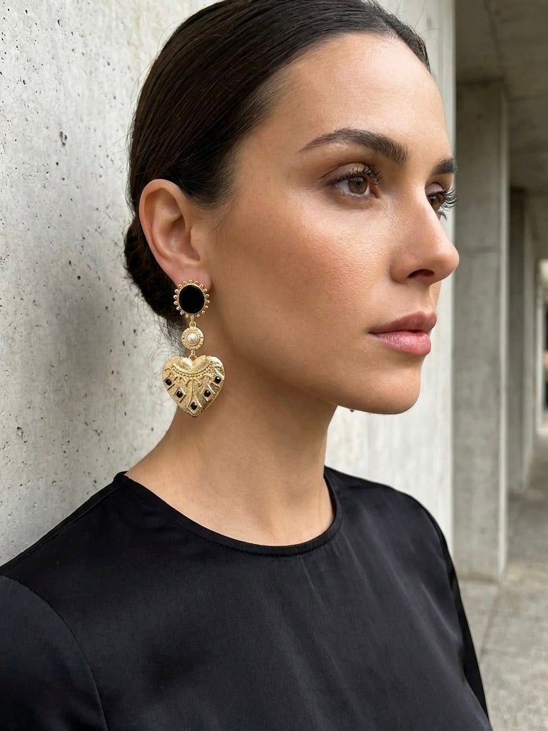 Envy Heart Drop Earrings - Gold