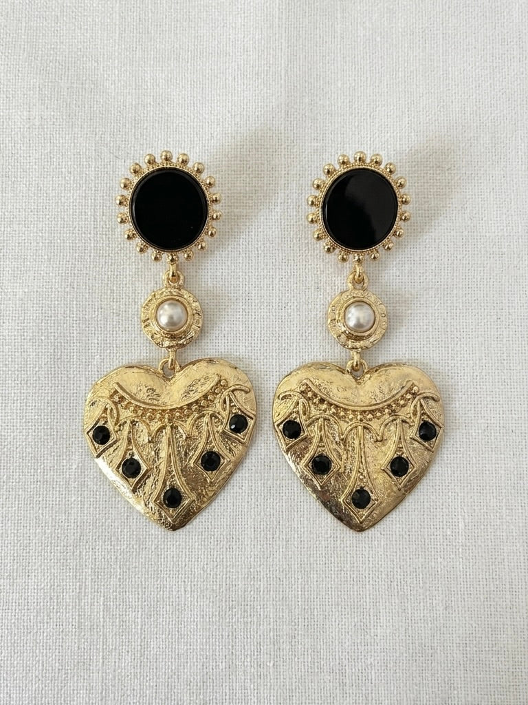 Envy Heart Drop Earrings - Gold