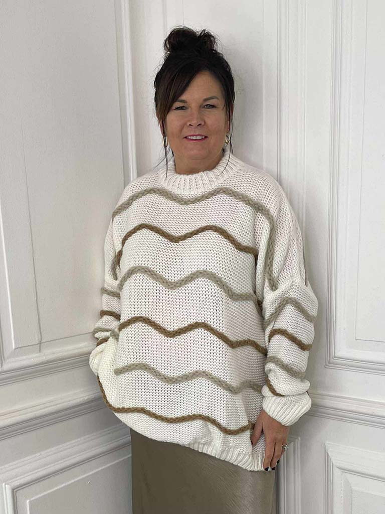 Slouchy Wave Knit - Ecru