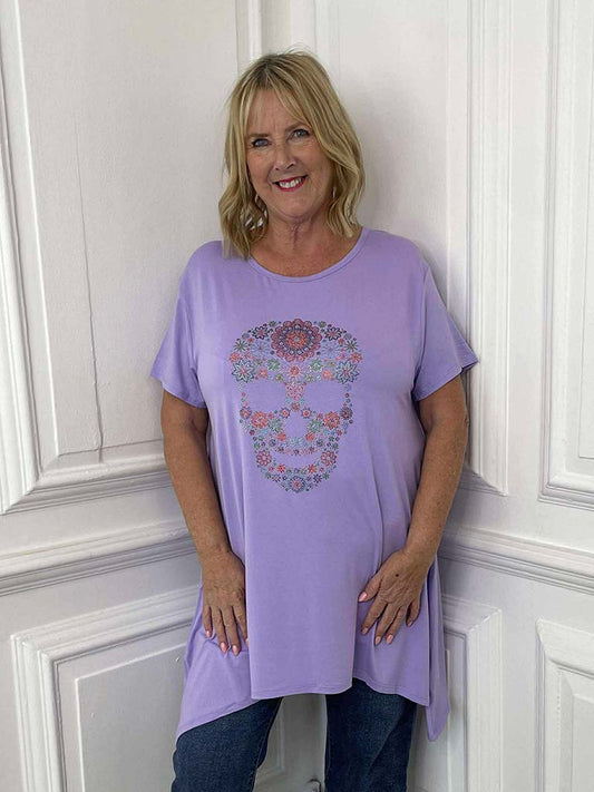 Malissa J Studded Skull Swing Tee - Lilac