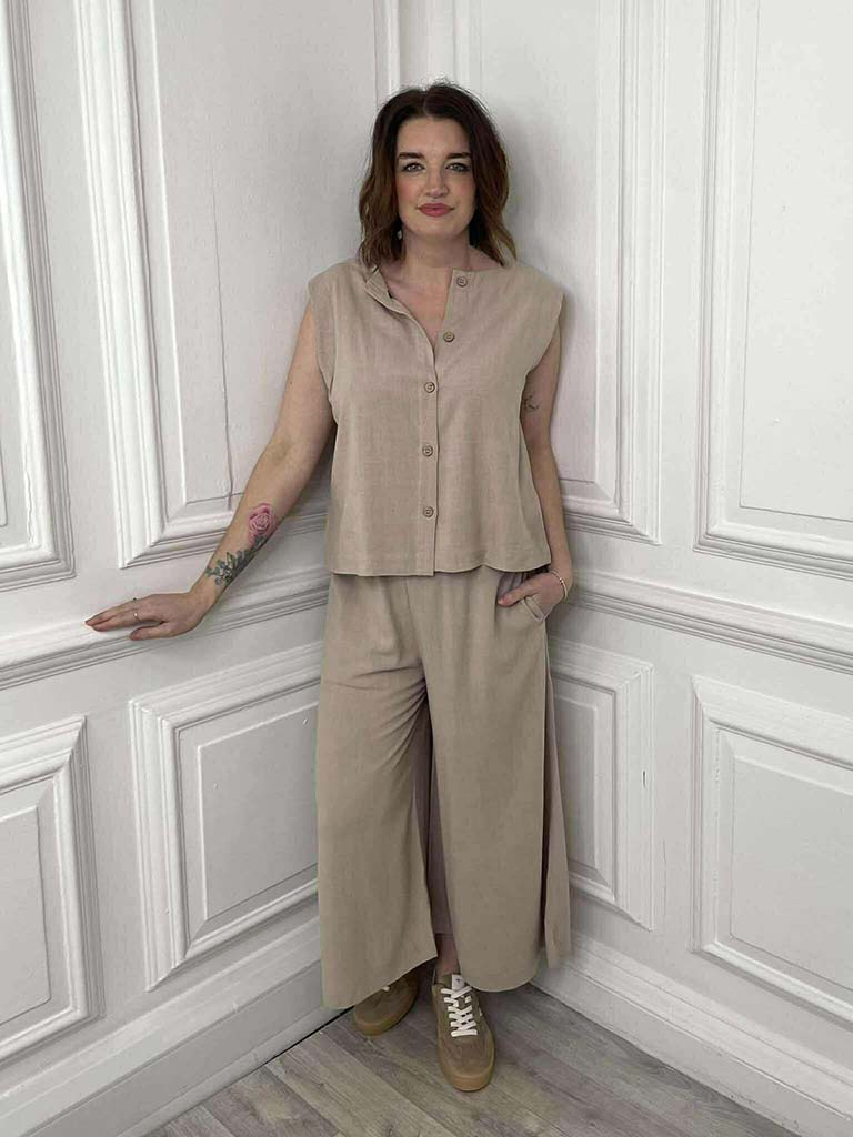 Linen Mix Culottes - Hessian