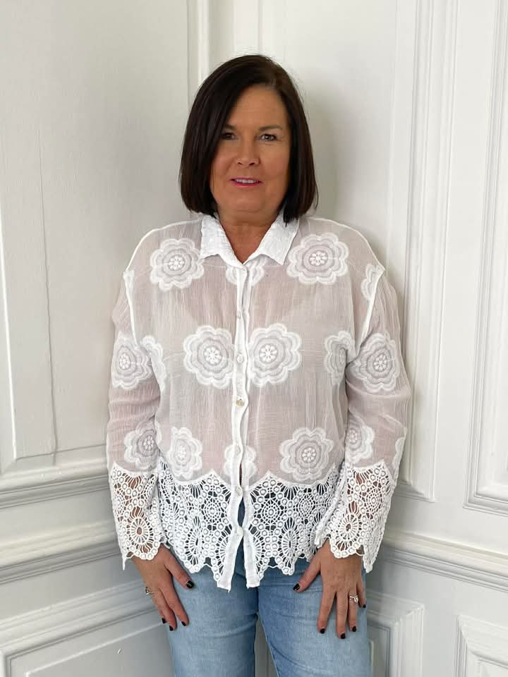 Cut Out Broderie Anglaise Shirt