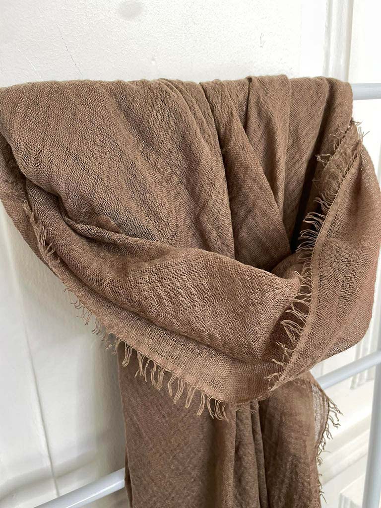 Malissa J Fine Raw Edge Scarf - Coffee