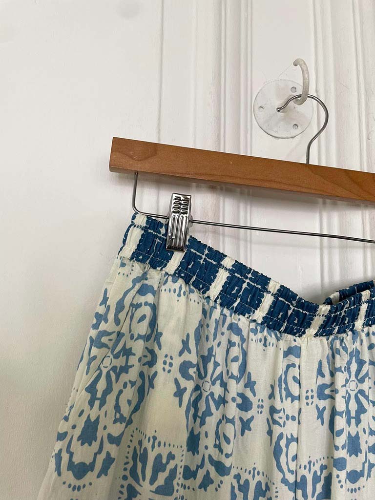 Tile Print Palazzos - Denim