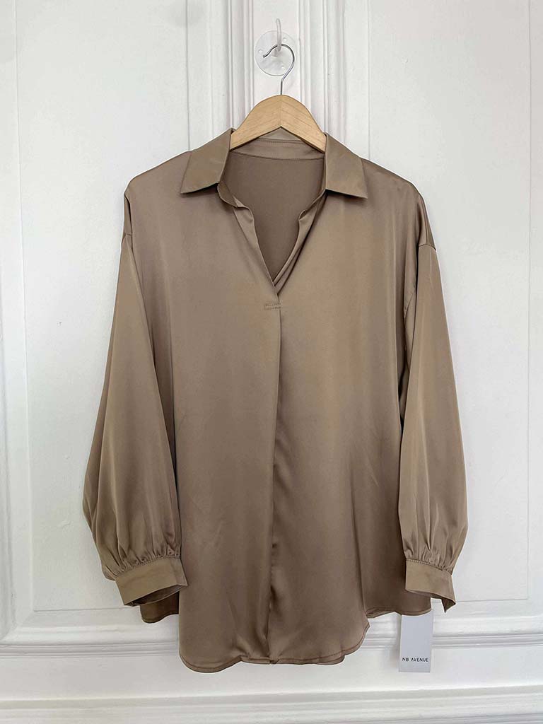 Fascino Silk Feel Blouse - Mocha