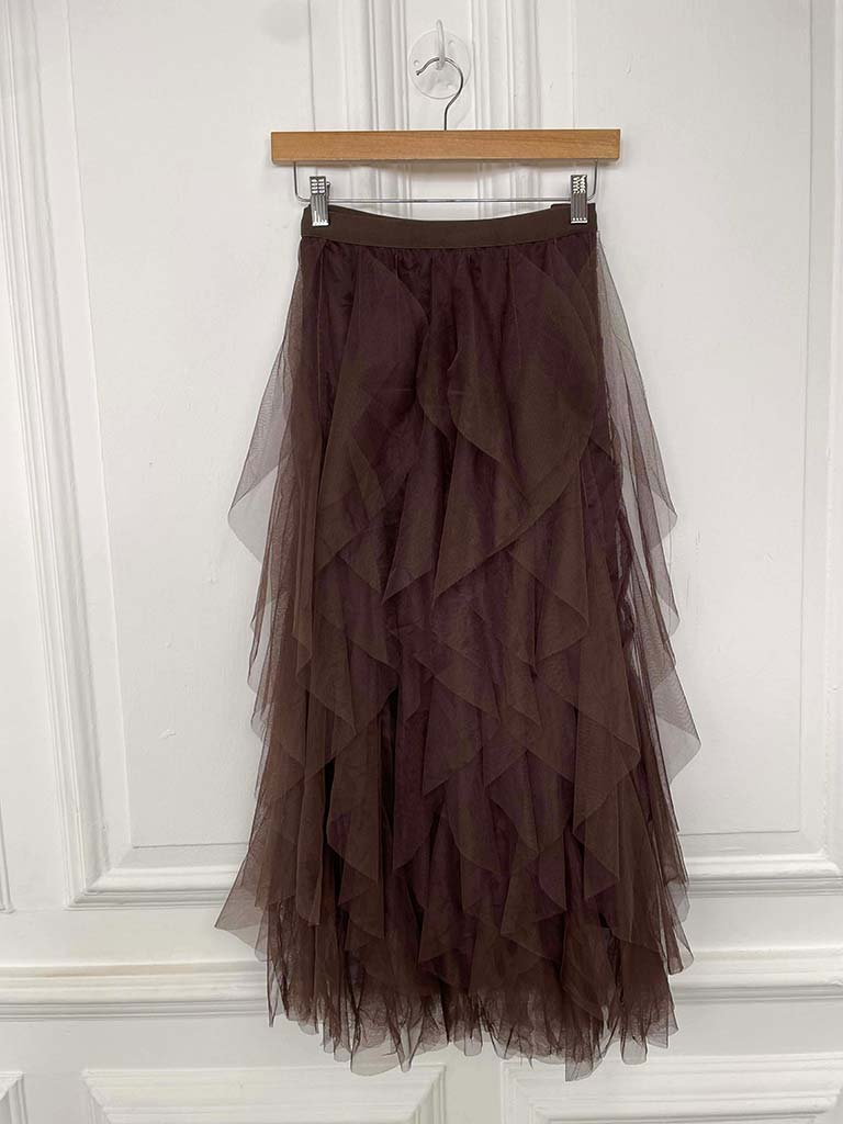 Layered Tulle Skirt - Chocolate