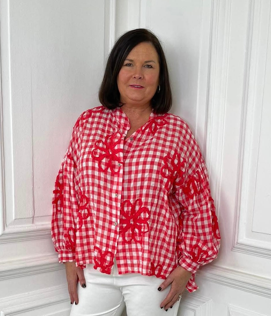 Gingham Floral Shirt - Kiss