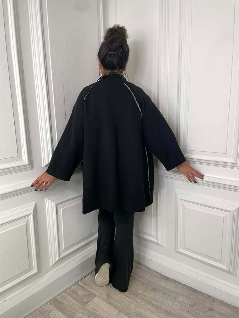 Exposed Seam Cardigan - Black