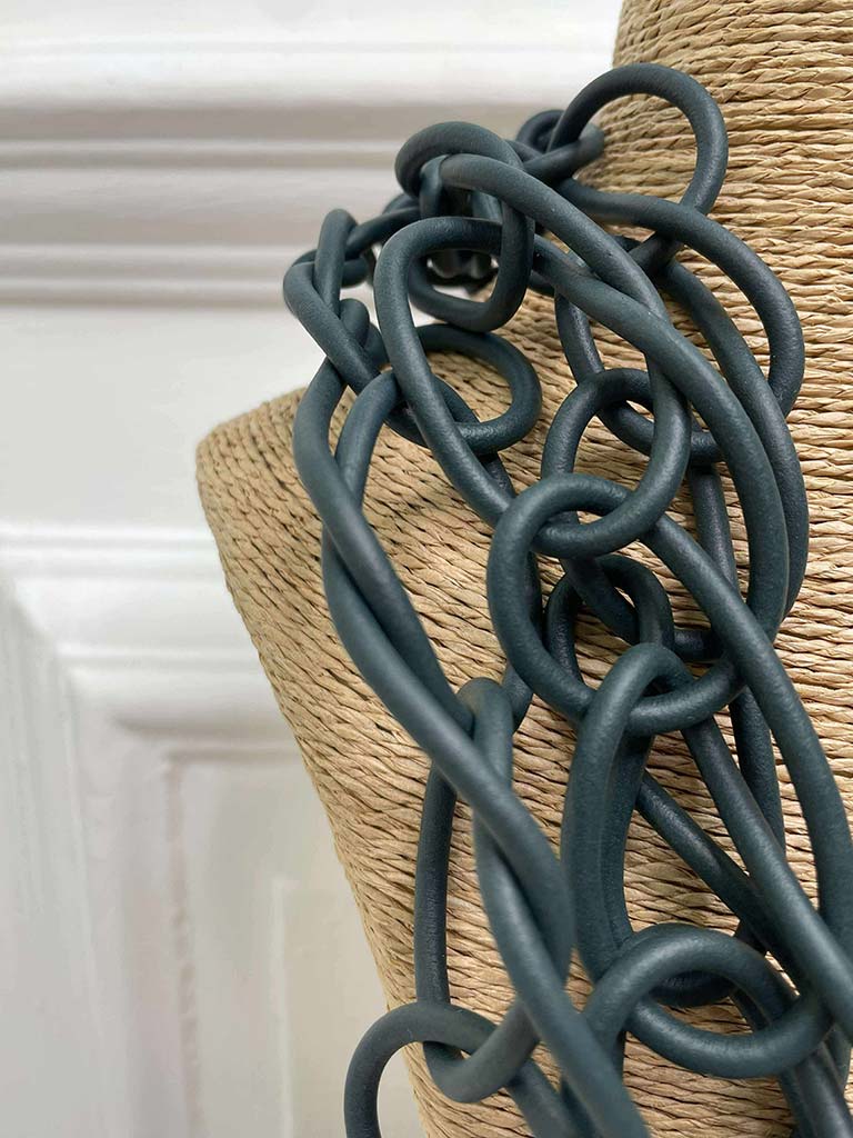 Chain Link Rubber Necklace - Forest