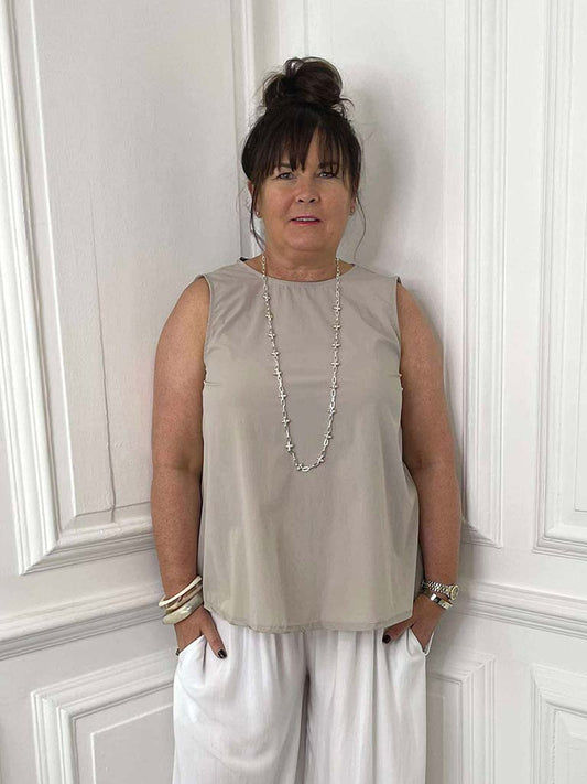 Tie Back Swing Vest - Stone